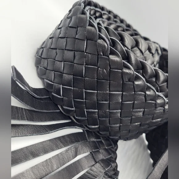 WORTH New York Black Woven Leather Belt for Women WORTH New York Black Woven Leather Belt for Women  main image 2